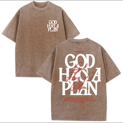 God Has A Plan Vintage Christian T Shirt Oversized Acid Wash Faith Graphic Tee