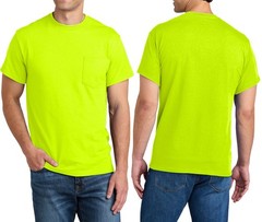 Mens SAFETY Gildan Tee Wicking Blended Classic Fit HIGH VIZ Pocket T-Shirt S-3XL