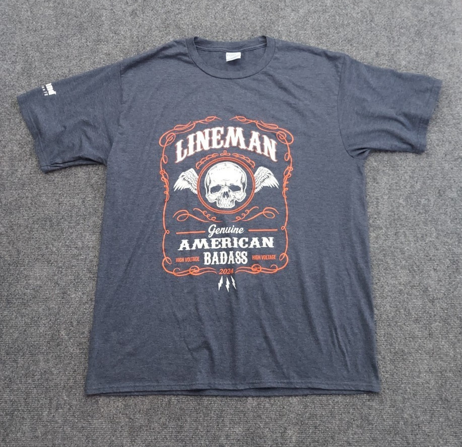 Port & Co Lineman Shirt Mens Large Blue Graphic Skull Genuine American Badass