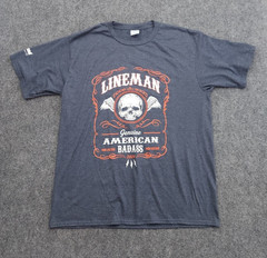 Port & Co Lineman Shirt Mens Large Blue Graphic Skull Genuine American Badass