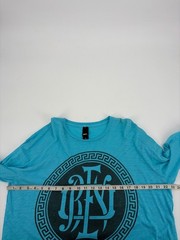 Obey Mens XL Long Sleeve Greek Graphic T-Shirt 100% Cotton Turquoise Streetwear