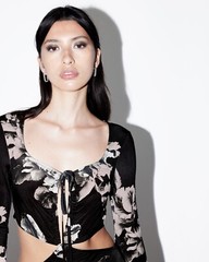 All Saints Womens Cynthi Floral Cut Out Maxi Dress Designer Slim Fit Long Sleeve
