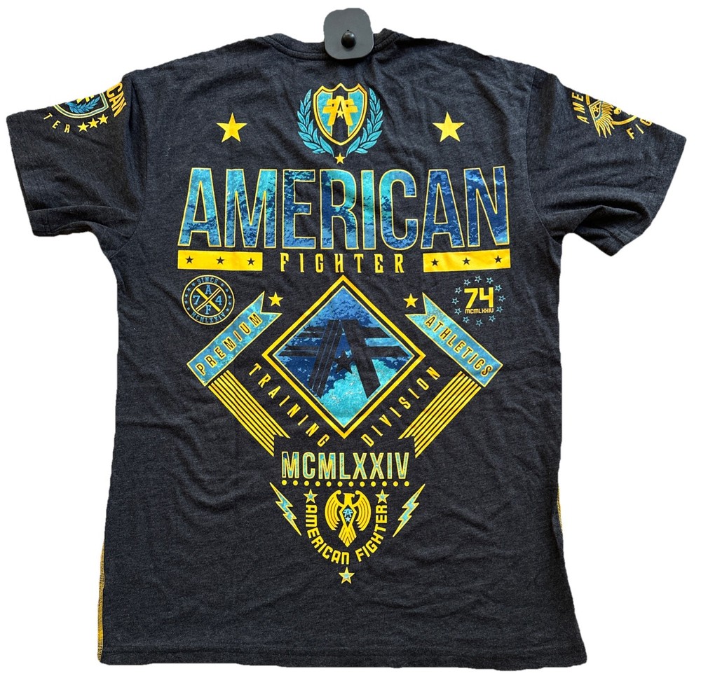 American Fighter Mens T-Shirt LANDER Athletic Biker GYM Black MMA Size Large New