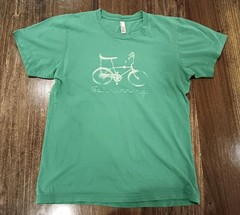 Small Schwinning Bicycle Green Short Sleeve T-Shirt American Apparel – Has Holes