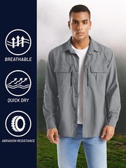 UPF 50+ Mens Quick Dry UV Protection Shirts Long Sleeve Hiking Fishing Work Tops