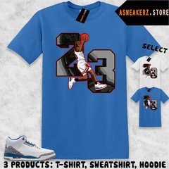 Tee Shirt Matching AJ 3 True Blue 2026 To Match Sneaker MJ Number 23 T-Shirt