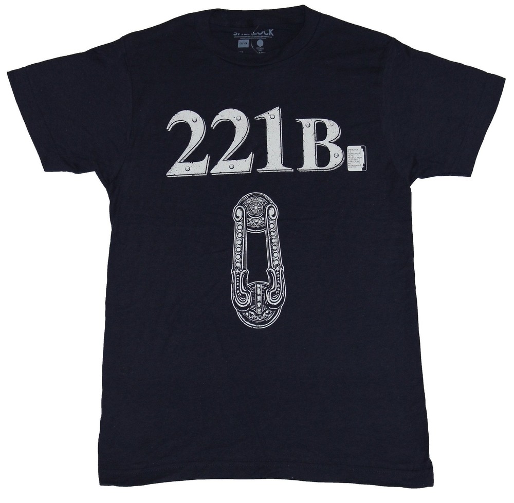 Sherlock (BBC TV Series) Adult New T-Shirt – 221B Door knocker Pic