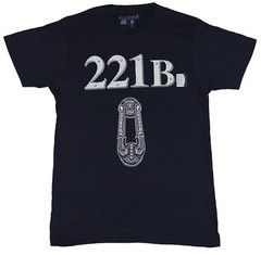 Sherlock (BBC TV Series) Adult New T-Shirt – 221B Door knocker Pic