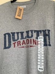 Duluth Trading Co Longtail T Gray Logo Word Spellout Cotton T- Shirt Men’s L