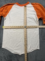 Vintage Russell Raglan Shirt Mens Large Orange White 3/4 Sleeve Jersey 70s USA
