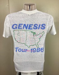 Vintage 1986 Genesis Invisible Touch Concert T-Shirt White S/M 80s Pop Rock Band