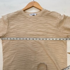 MIDA Unduci Men’s Made in Italy Sand Jacquard Textured Wave Cotton T-Shirt Sz S