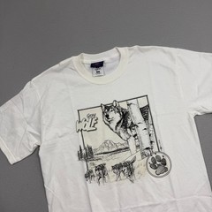 Vintage Gray Wolf Shirt Men’s Medium White 90s Wolves Nature Animals Outdoors