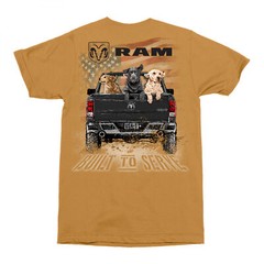 Dodge Ram Built to Serve Front and Back Print T-Shirt Orange