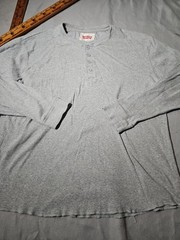 Levis Shirt Mens Large Gray Henley Button Preppy Pullover Casual Long Sleeve Tee