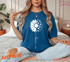 Unisex Sunflower Heart Love T shirt Men T shirt Women valanity day Romantic
