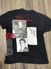 Scarface Vintage Movie T-Shirt Men’s White Thrashed Gazy Tee with Pacino