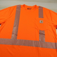 Carhartt Shirt Mens Medium Bright Orange Reflective Class 2 R Tech Performance
