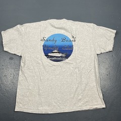 Vintage 90s Sandy Beach Yacht Club Tshirt Dbl Sided Grey XL VTG Casual Summer