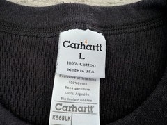 Vintage Carhartt K56 Black Waffle Knit Thermal Shirt Mens L Made In USA Workwear