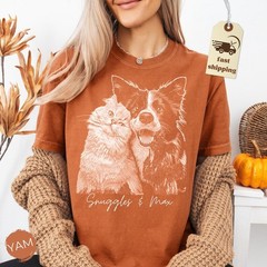 Personalized Custom Dog Portrait Comfort Tee Shirt Pet Owner