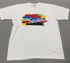 Seoul Shirt Mens Large White Graphic Brushstroke Korea Travel Tee Souvenir City