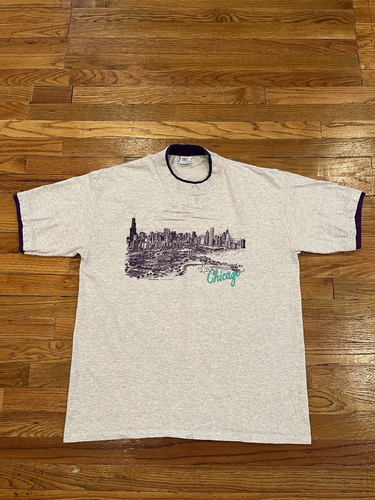 Vintage Cal Cru Chicago Museum Graphic T Shirt Men XL Made In USA