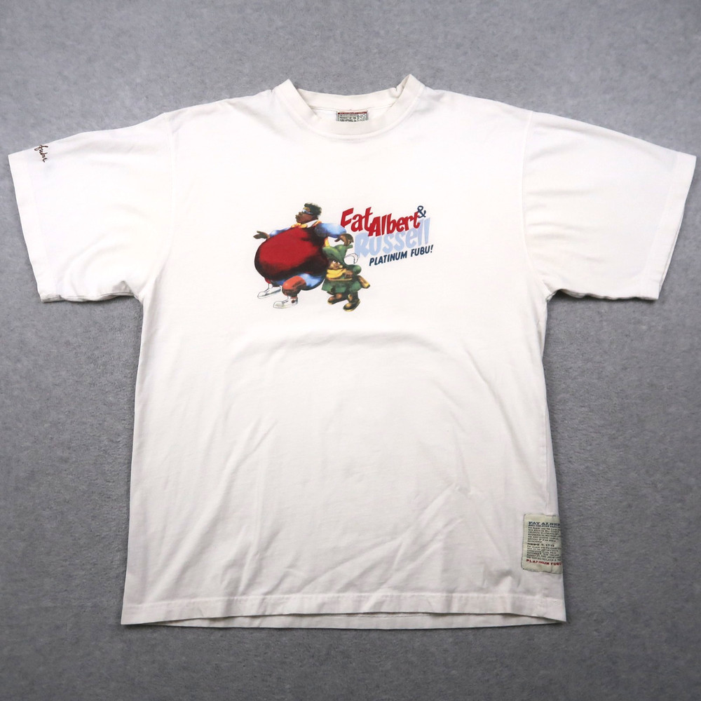 Vintage Platinum Fubu Fat Albert And Russell T Shirt Men’s L Large White Y2K