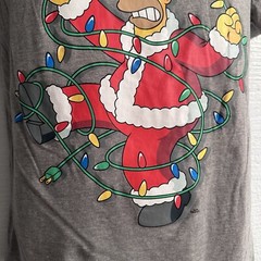 The Simpsons Ho Ho Homer Christmas Lights Santa Claus Graphic T-Shirt Grey SS
