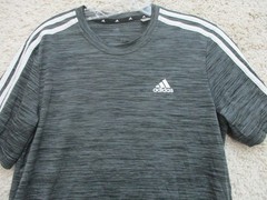 Adidas Shirt Small Adult Gray Athletic Logo Stretch Modern Fit Aeroready Mens S