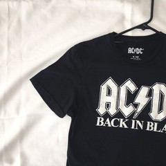 AC DC T Shirt Mens size S Black Graphic Back In Black Short Sleeve Tee Rock Band
