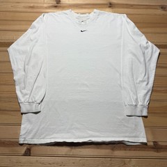 Vintage 90s Nike Embroidered Mini Center Swoosh Blank Long Sleeve Shirt – Large