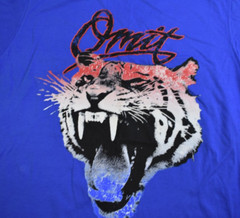 Omit Apparel Mens Streetwear Brand Animal Style Tiger Blue Shirt NWT Large