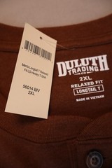 NEW Duluth Trading Co Longtail T Relaxed Long Sleeve Henley T Shirt Brown 2XL