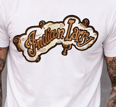 Indian Larry Motorcycle T Shirt Biker Garage Chopper Builder Graphic Tee Retro