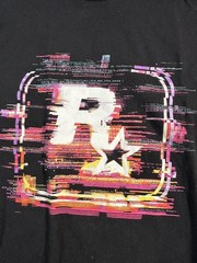Rockstar Games Shirt Mens Small Black Glitch Logo Graphic Tee Video Game