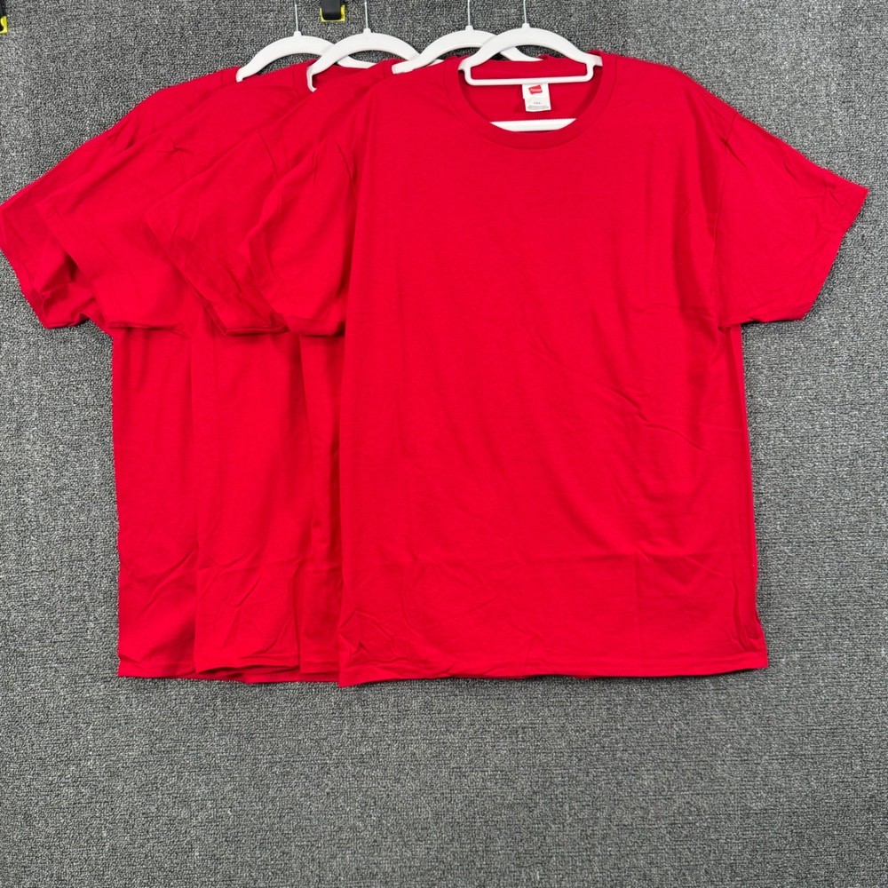 Hanes Mens Large 4 Pack T Shirt Deep Red Cotton Crew Neck Basic Essentials Tee