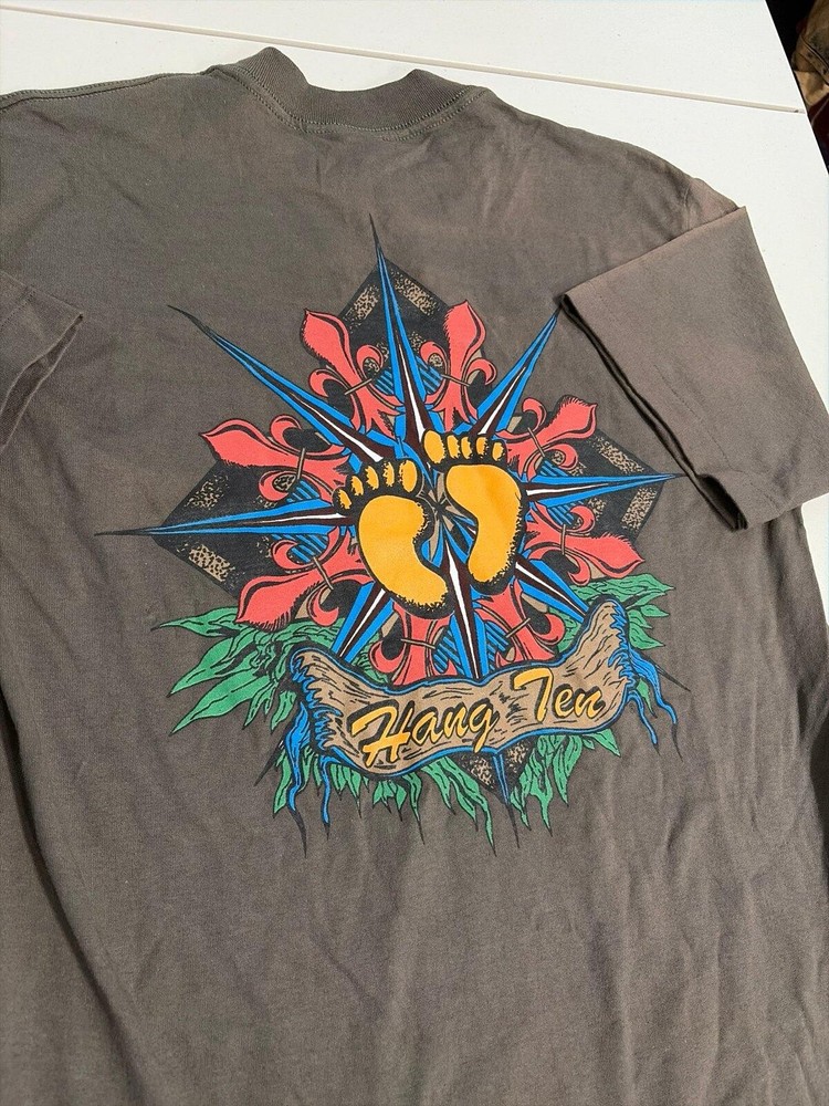 Vintage Hang Ten Surf T Shirt Mens Large Deadstock NWT Graphic Back Logo