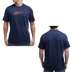 REEBOK Vector Performance Logo T-Shirt sz S Small Navy Blue Red