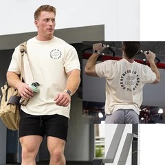 Men’s 100% Cotton Oversized Crew Neck Printed Tshirt Short Sleeve Gym Training
