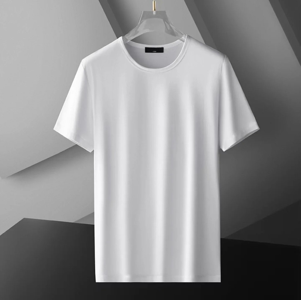 Ice Silk T-shirt Men’s Short Sleeve Solid Summer Thin Quick Drying Elastic Modal