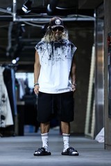 ByTheR Mens Hand Painted Graphic Loose Fit Sleeveless Tank Top Streetwear