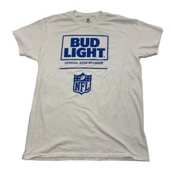Bud Light Tee Shirt Adult Beer Graphic Logo Official NFL Sponsor Short Sleeve
