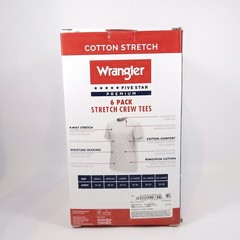 Wrangler Men Crew Neck Undershirts White Cotton Stretch T Shirts 6 Pack Size 2XL
