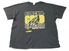 Boston Hockey Black & Gold Blooded T-Shirt Adult XL Black Short Sleeve Gildan
