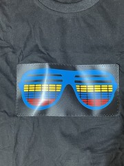 El Flashing Sound Activated LED T-Shirt Sunglasses EQ Black Short Sleeve Large