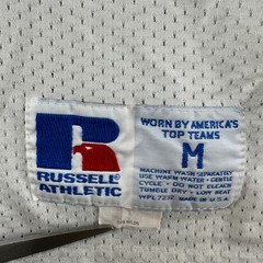 VINTAGE Russell Jersey Mens M White Blue Cropped Mesh Football Practice USA 90s