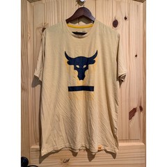 Under Armour Project Rock Brahma Bull T-Shirt Mens L Yellow HeatGear Loose Fit