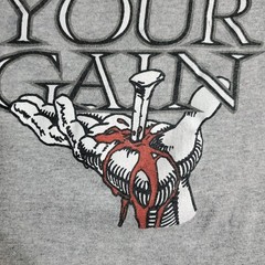 Vtg Lords Gym T Shirt Mens 2XL Gray Ringer Bodybuilding Jesus His Pain Your Gain