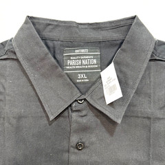 Paris Nation Men’s Button Down Shirt Black Color NYC Block Linen Blend 3XL 4XL